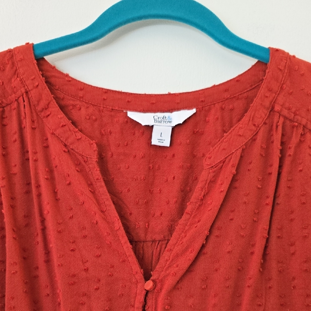Croft & Barrow Rust Button-Up Blouse - Picture 3 of 10